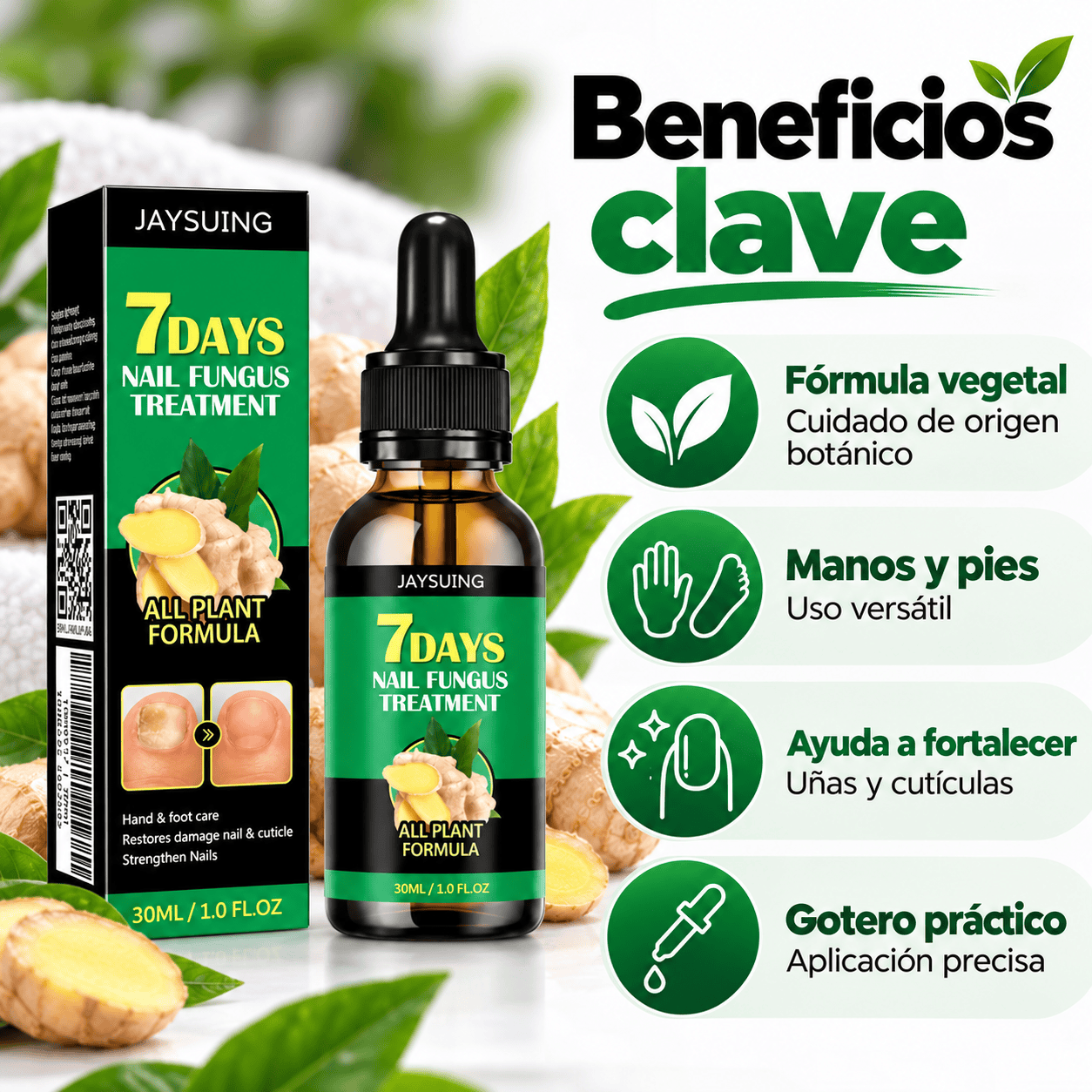 SEFUDUN 7 Days tratamiento para hongos en las uñas de 60 ml con gotero y extracto de jengibre